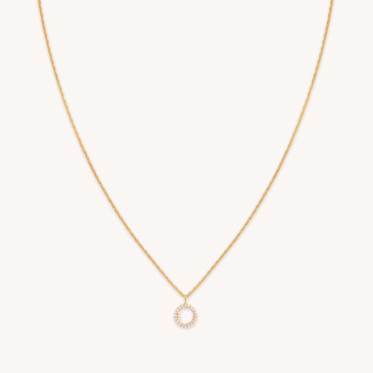 18k Gold Plated Jewellery - O Initial Pavé Pendant Necklace in Gold - Pendant Necklace - Astrid & Miyu