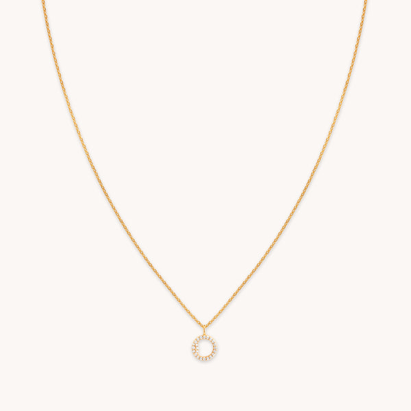 18k Gold Plated Jewellery - O Initial Pavé Pendant Necklace in Gold - Pendant Necklace - Astrid & Miyu