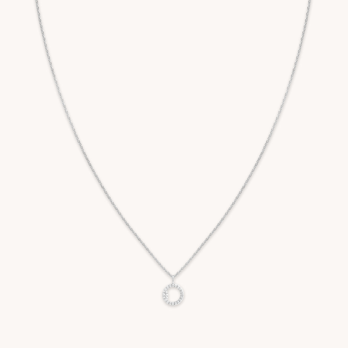 Gemstone Necklaces - O Initial Pavé Pendant Necklace in Silver - Pendant Necklace - Astrid & Miyu