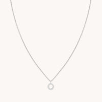 Gemstone Necklaces - O Initial Pavé Pendant Necklace in Silver - Pendant Necklace - Astrid & Miyu