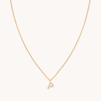 18k Gold Plated Jewellery - P Initial Pavé Pendant Necklace in Gold - Pendant Necklace - Astrid & Miyu