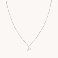 Gemstone Necklaces - P Initial Pavé Pendant Necklace in Silver - Pendant Necklace - Astrid & Miyu