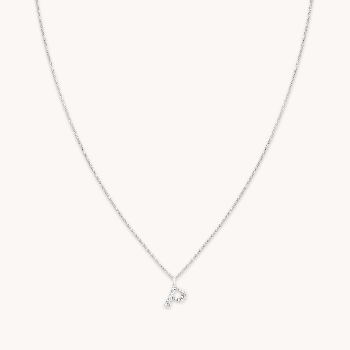 Gemstone Necklaces - P Initial Pavé Pendant Necklace in Silver - Pendant Necklace - Astrid & Miyu