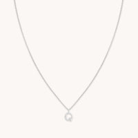 Gemstone Necklaces - Q Initial Pavé Pendant Necklace in Silver - Pendant Necklace - Astrid & Miyu