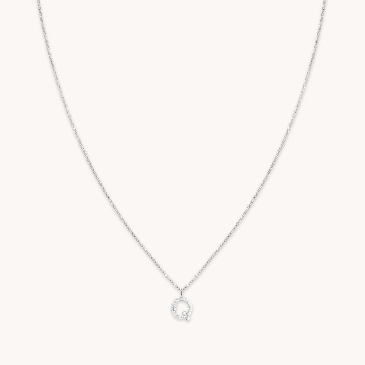 Gemstone Necklaces - Q Initial Pavé Pendant Necklace in Silver - Pendant Necklace - Astrid & Miyu