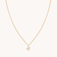 18k Gold Plated Jewellery - R Initial Pavé Pendant Necklace in Gold - Pendant Necklace - Astrid & Miyu