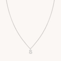 Gemstone Necklaces - S Initial Pavé Pendant Necklace in Silver - Pendant Necklace - Astrid & Miyu