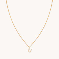 18k Gold Plated Jewellery - U Initial Pavé Pendant Necklace in Gold - Pendant Necklace - Astrid & Miyu