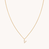 18k Gold Plated Jewellery - V Initial Pavé Pendant Necklace in Gold - Pendant Necklace - Astrid & Miyu