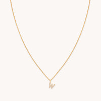 18k Gold Plated Jewellery - W Initial Pavé Pendant Necklace in Gold - Pendant Necklace - Astrid & Miyu