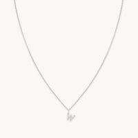 Gemstone Necklaces - W Initial Pavé Pendant Necklace in Silver - Pendant Necklace - Astrid & Miyu