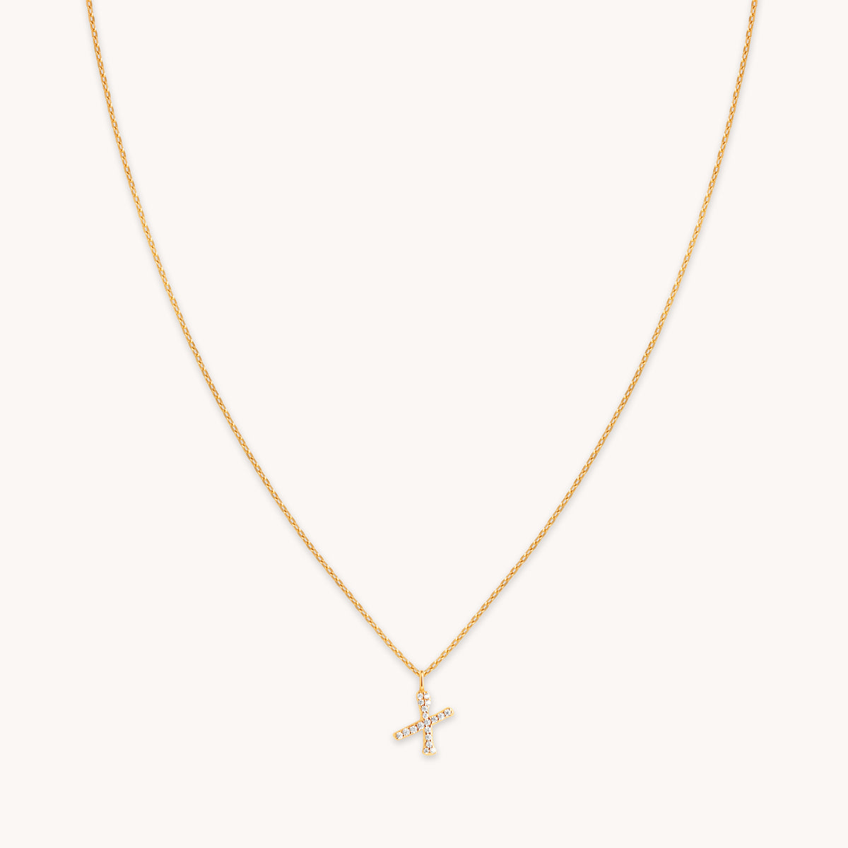 18k Gold Plated Jewellery - X Initial Pavé Pendant Necklace in Gold - Pendant Necklace - Astrid & Miyu