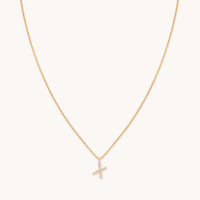 18k Gold Plated Jewellery - X Initial Pavé Pendant Necklace in Gold - Pendant Necklace - Astrid & Miyu