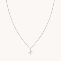 Gemstone Necklaces - X Initial Pavé Pendant Necklace in Silver - Pendant Necklace - Astrid & Miyu