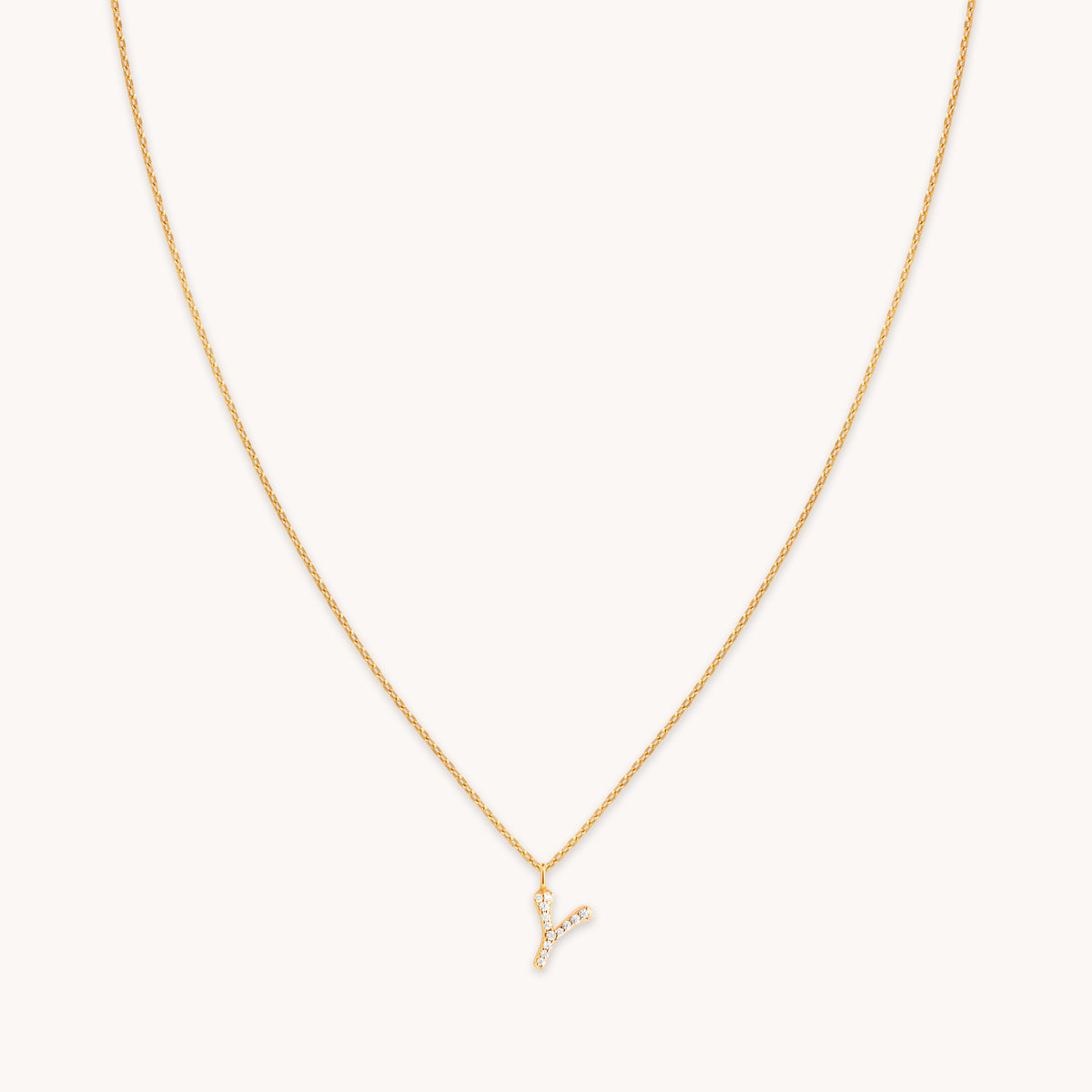 18k Gold Plated Jewellery - Y Initial Pavé Pendant Necklace in Gold - Pendant Necklace - Astrid & Miyu