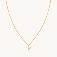 18k Gold Plated Jewellery - Y Initial Pavé Pendant Necklace in Gold - Pendant Necklace - Astrid & Miyu