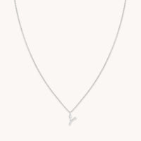 Gemstone Necklaces - Y Initial Pavé Pendant Necklace in Silver - Pendant Necklace - Astrid & Miyu