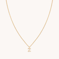 18k Gold Plated Jewellery - Z Initial Pavé Pendant Necklace in Gold - Pendant Necklace - Astrid & Miyu
