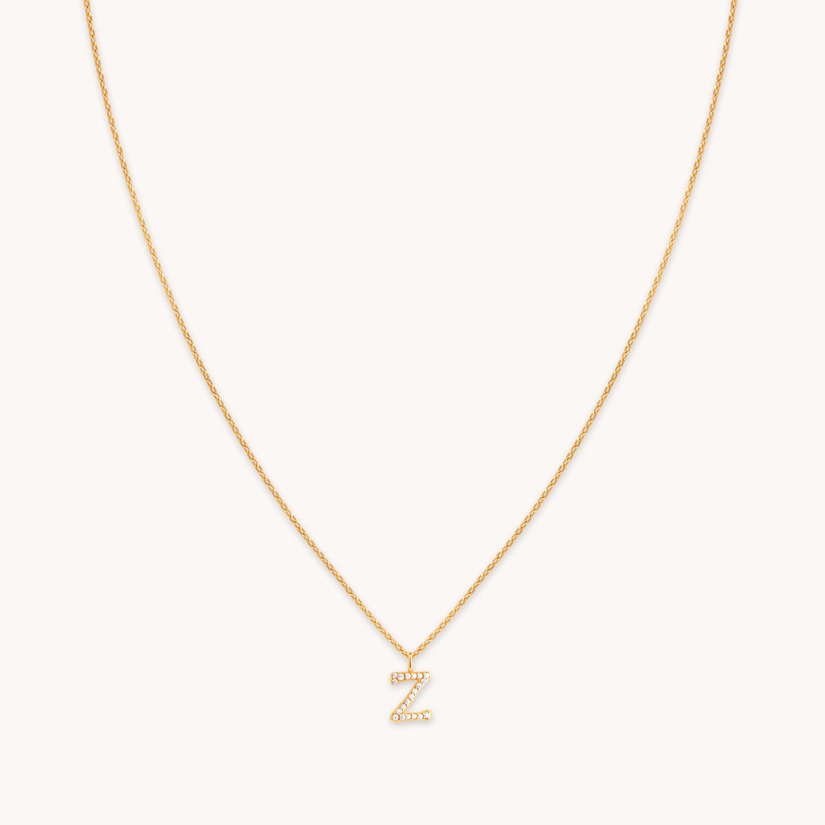 18k Gold Plated Jewellery - Z Initial Pavé Pendant Necklace in Gold - Pendant Necklace - Astrid & Miyu