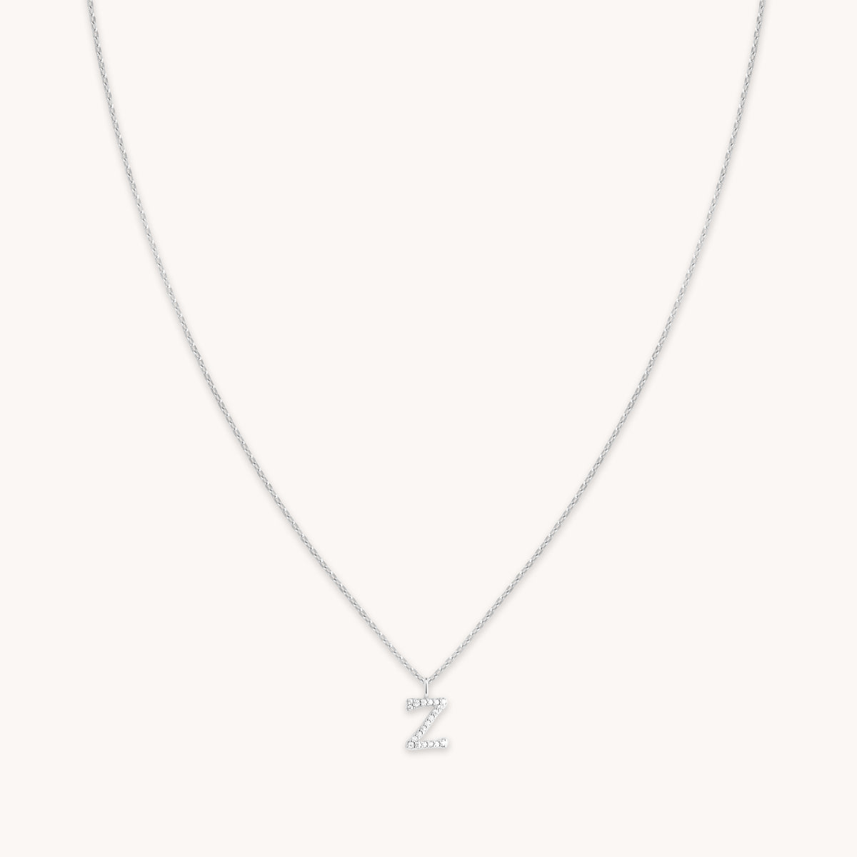 Gemstone Necklaces - Z Initial Pavé Pendant Necklace in Silver - Pendant Necklace - Astrid & Miyu