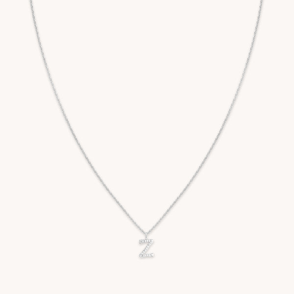 Gemstone Necklaces - Z Initial Pavé Pendant Necklace in Silver - Pendant Necklace - Astrid & Miyu