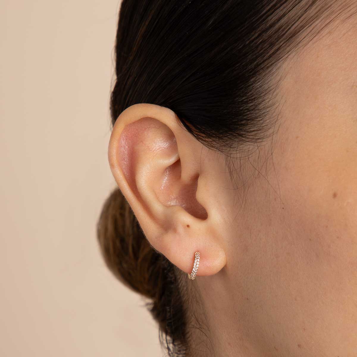 18k Gold Plated Jewellery - Bold Pavé Huggies in Gold - Huggies - Astrid & Miyu