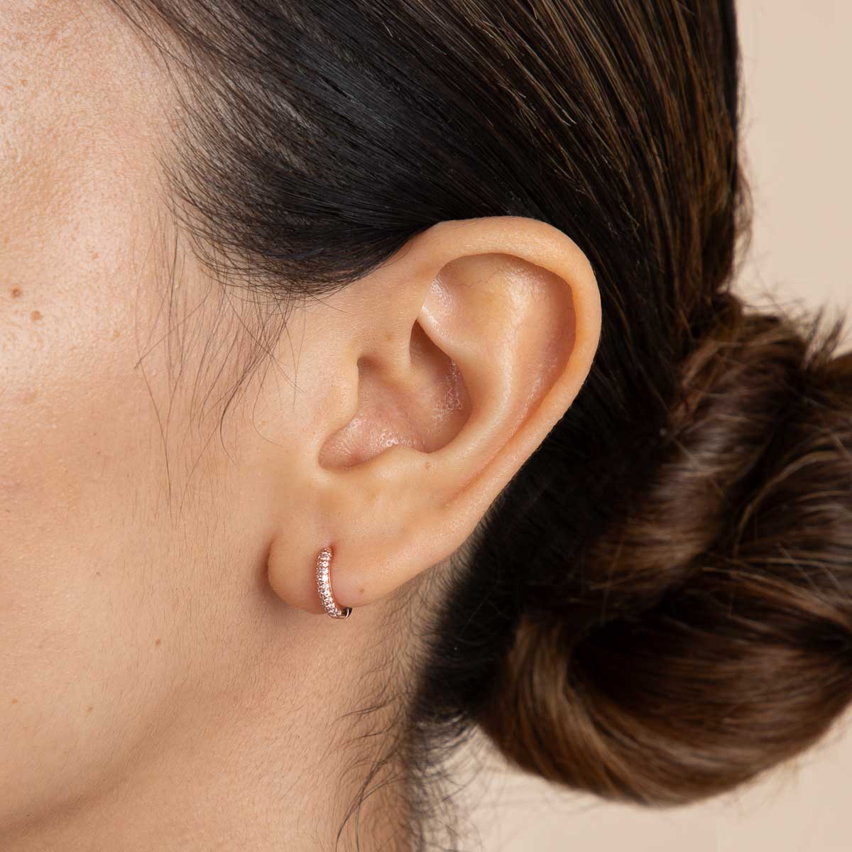 18k Rose Gold Plated Jewellery - Bold Pavé Huggies in Rose Gold - Huggies - Astrid & Miyu