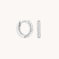 Earrings - Bold Pavé Huggies in Silver - Huggies - Astrid & Miyu
