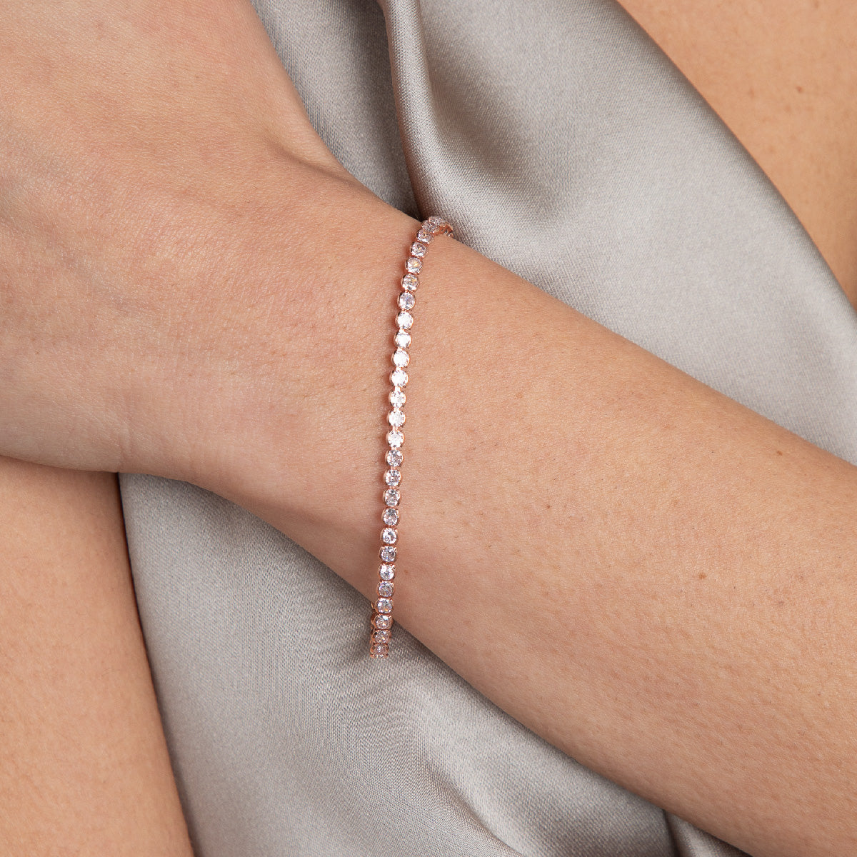 18k Rose Gold Plated Jewellery - Gleam Bold Tennis Chain Bracelet in Rose Gold - Chain Bracelet - Astrid & Miyu