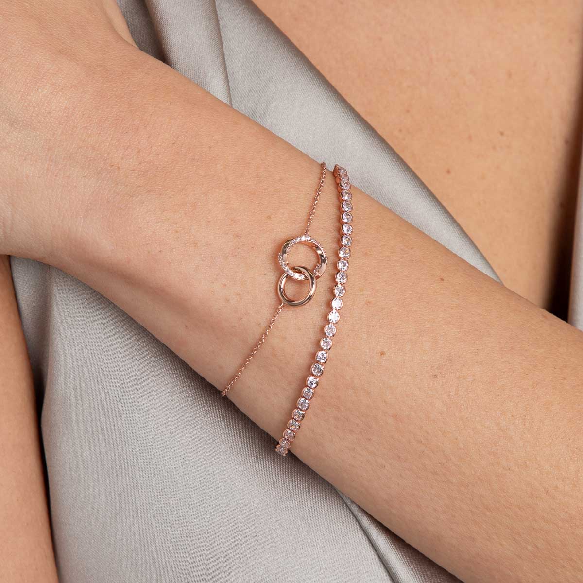 18k Rose Gold Plated Jewellery - Gleam Bold Tennis Chain Bracelet in Rose Gold - Chain Bracelet - Astrid & Miyu