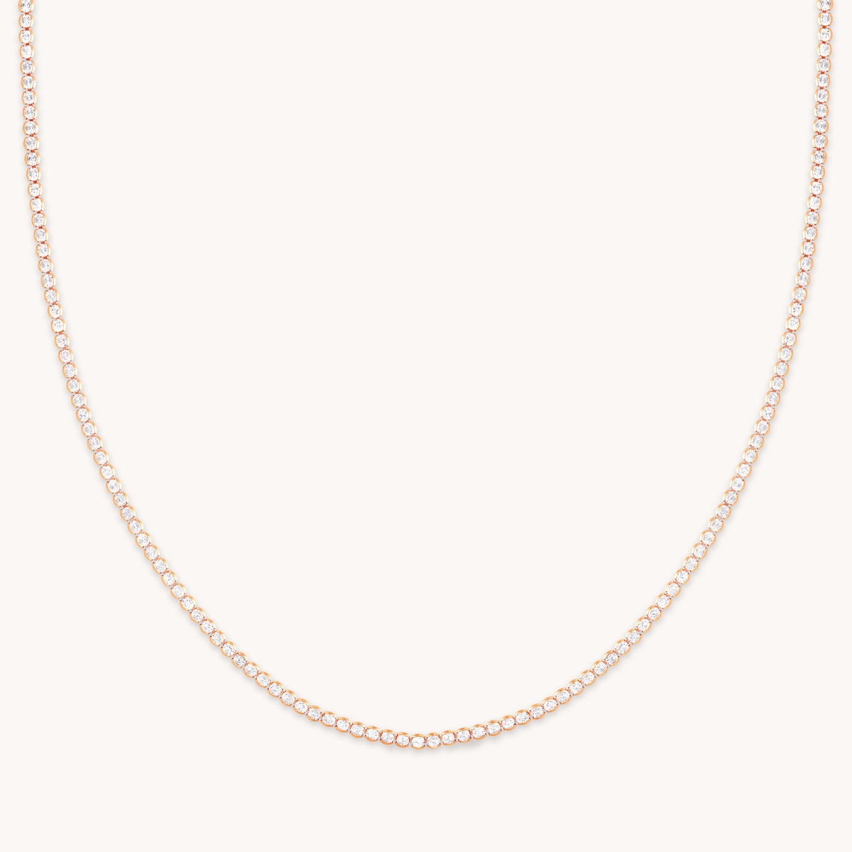 18k Rose Gold Plated Jewellery - Gleam Tennis Chain Necklace in Rose Gold - Chain Necklaces - Astrid & Miyu