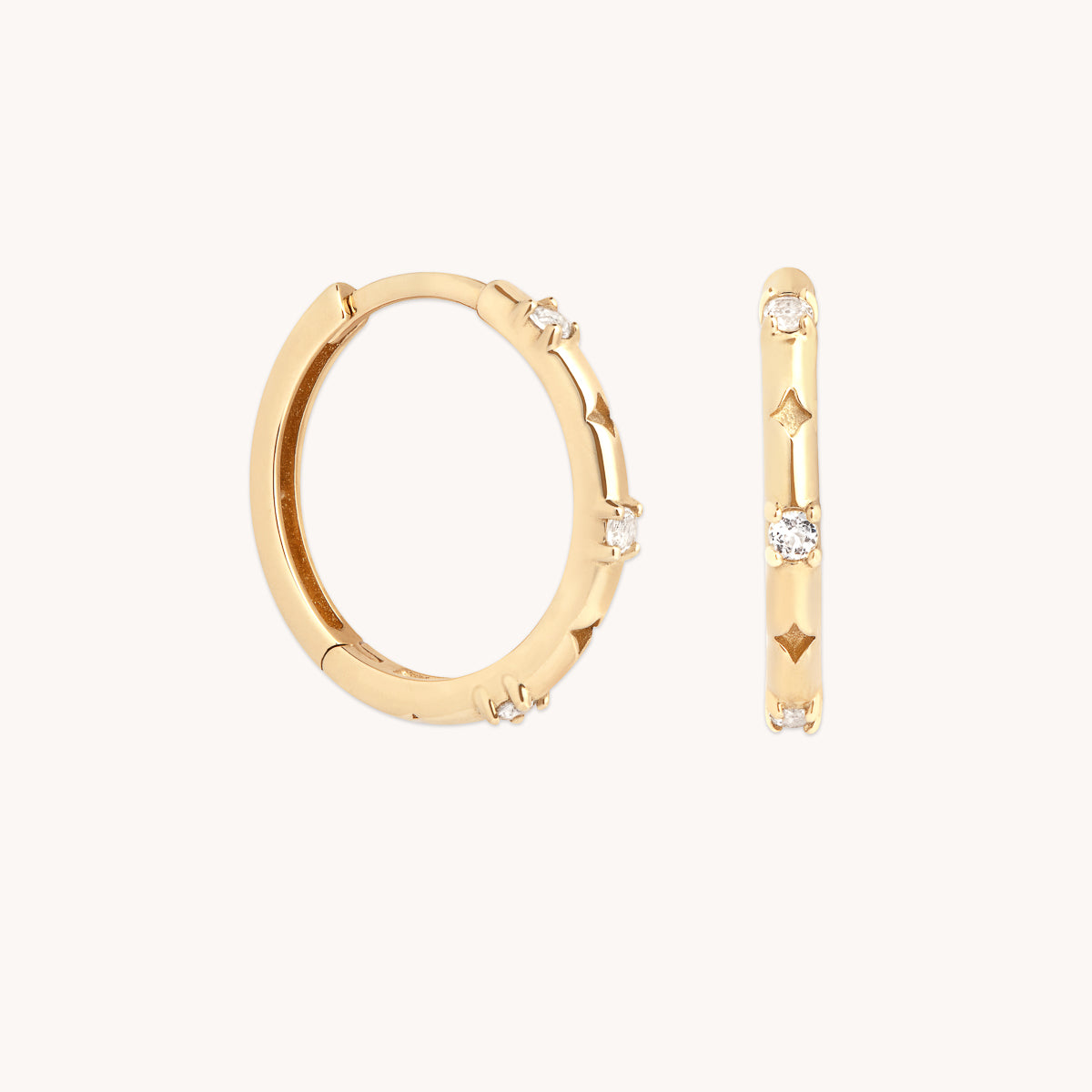 14k Gold Opal & Topaz - Cosmic Star Topaz Hoops in Solid Gold - Hoop Earrings - Astrid & Miyu