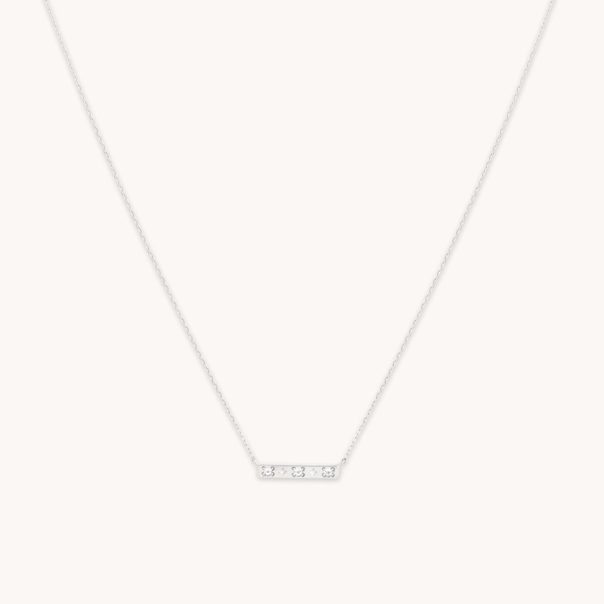 14k Gold Opal & Topaz - Cosmic Star Topaz Bar Necklace in Solid White Gold - Necklace - Astrid & Miyu