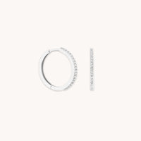 April White Topaz - White Topaz Pavé Hoops in Solid White Gold - Hoop Earrings - Astrid & Miyu