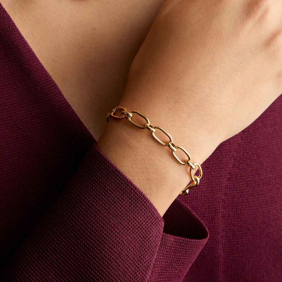 Open Link Chain Bracelet in Gold-Astrid & Miyu