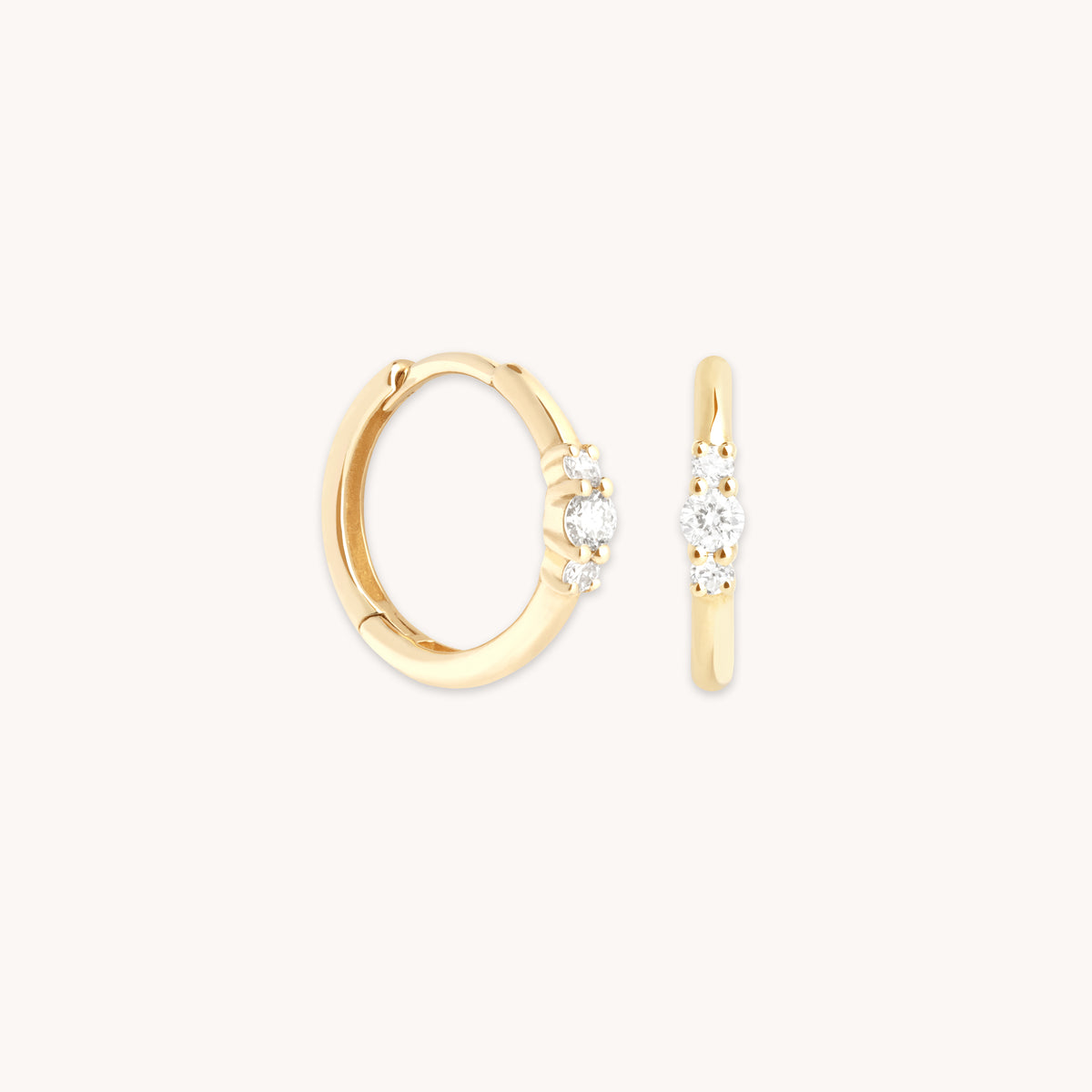 Earrings - Diamond Trilogy Hoops in Solid Gold - Hoop Earrings - Astrid & Miyu