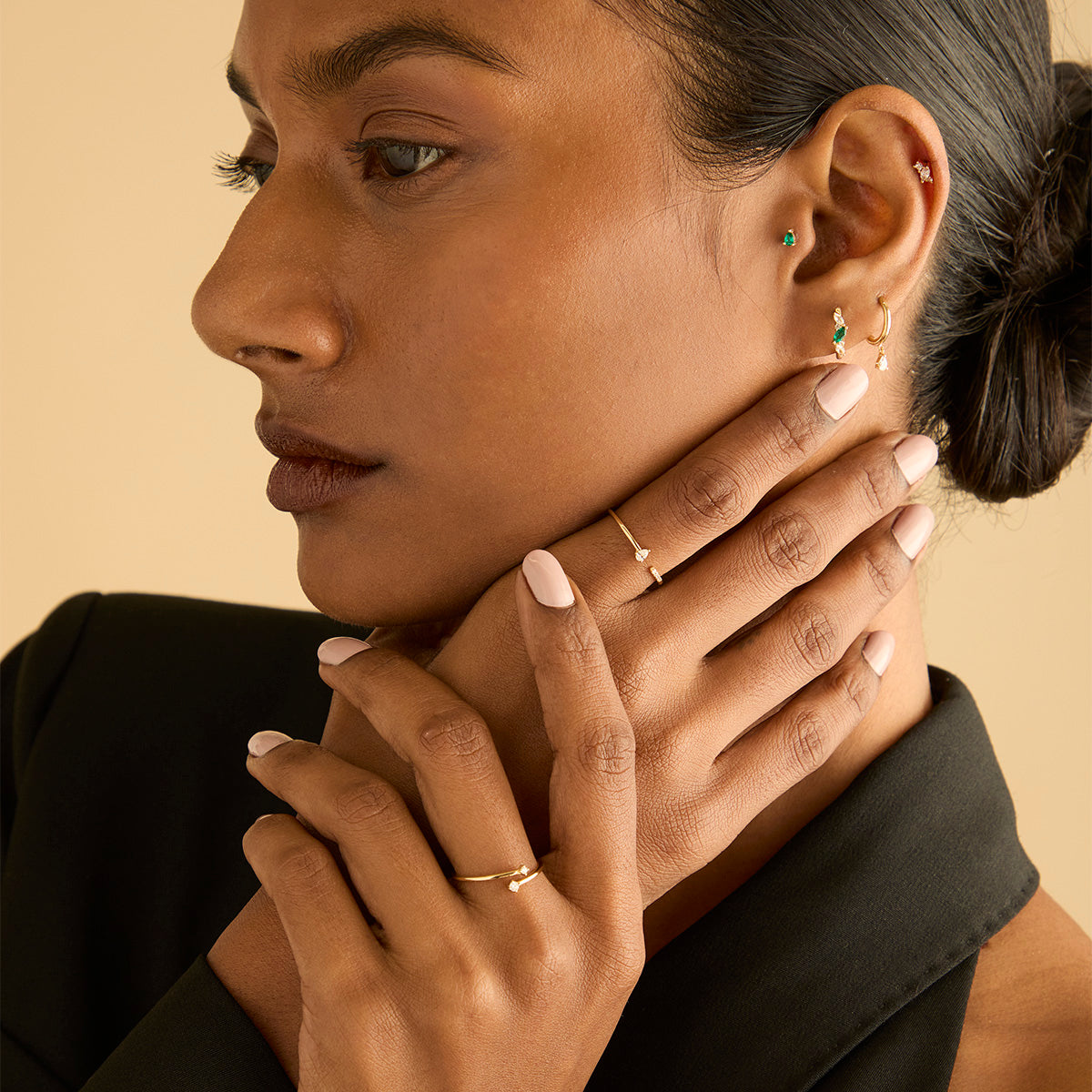 Earrings - Diamond Charm Huggies in Solid Gold - Huggies - Astrid & Miyu