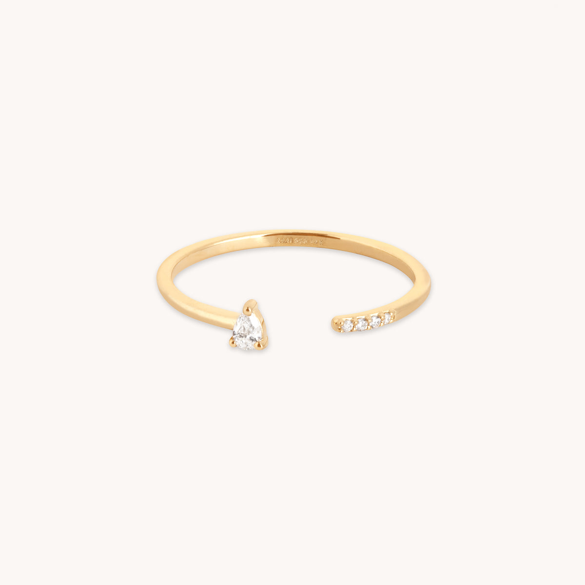 Lab-Grown Diamonds - Diamond Pear Open Ring in Solid Gold - Open Rings - Astrid & Miyu
