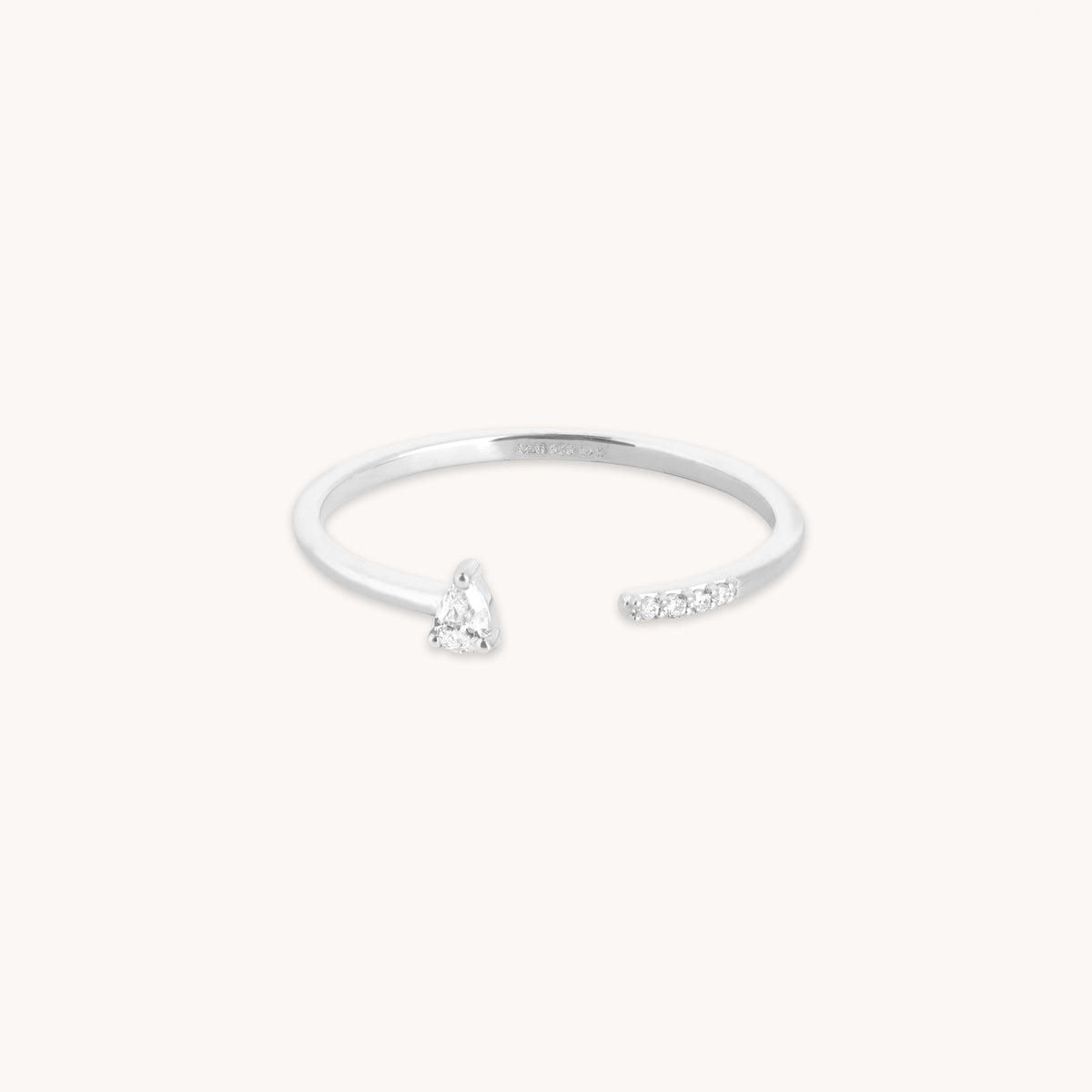 Lab-Grown Diamonds - Diamond Pear Open Ring in Solid White Gold - Open Rings - Astrid & Miyu