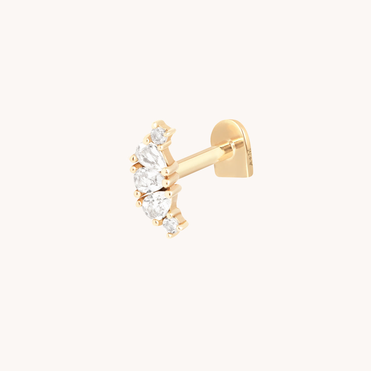 April White Topaz - Topaz Triple Pear Cluster Piercing Stud in Solid Gold - Piercing Stud - Astrid & Miyu