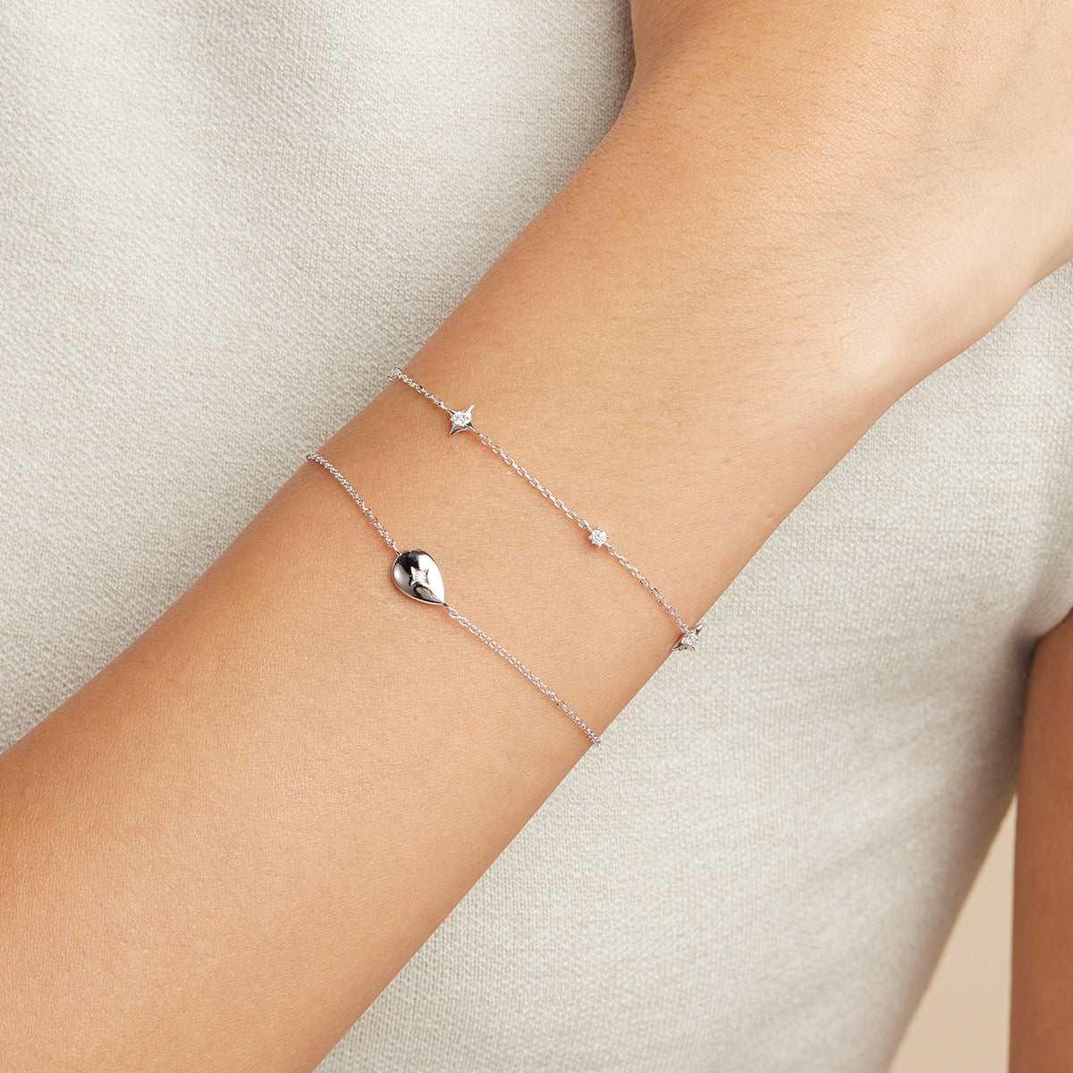 Bracelets - Pear Charm Bracelet in Silver - Charm Bracelet - Astrid & Miyu