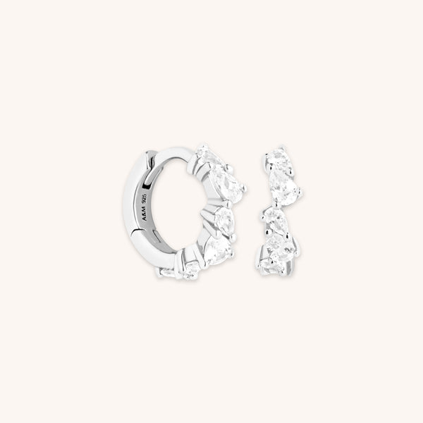 Bridal Jewellery - Crystal Pear Huggies in Silver - Huggies - Astrid & Miyu