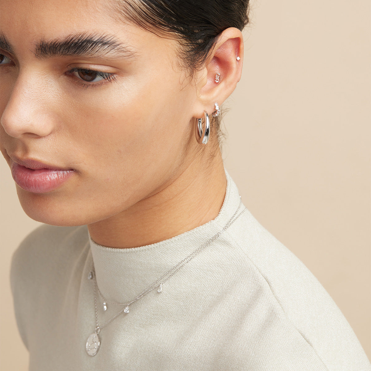 Bridal Jewellery - Crystal Pear Huggies in Silver - Huggies - Astrid & Miyu