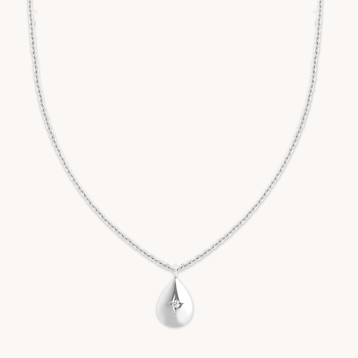 Gemstone Necklaces - Pear Pendant Necklace in Silver - Pendant Necklace - Astrid & Miyu