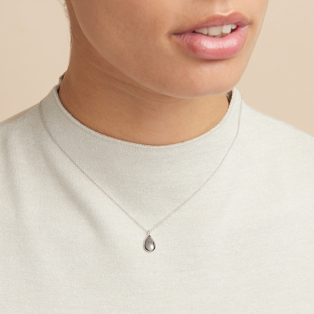 Gemstone Necklaces - Pear Pendant Necklace in Silver - Pendant Necklace - Astrid & Miyu