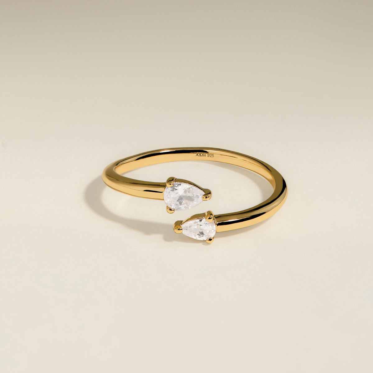 Crystal Pear Open Ring in Gold-Astrid & Miyu