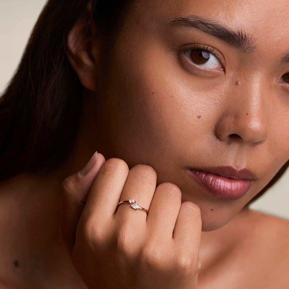Crystal Pear Open Ring in Gold-Astrid & Miyu