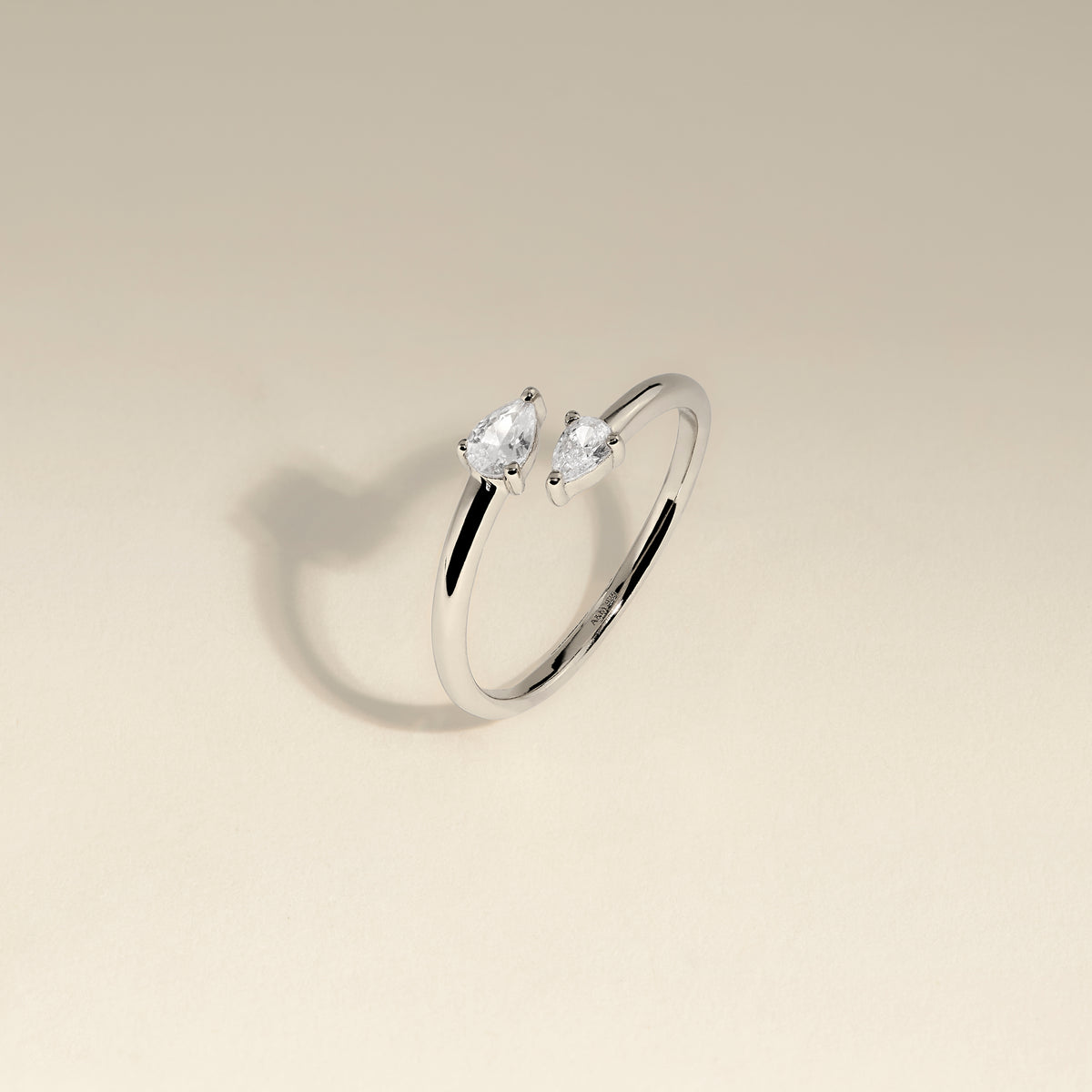 Crystal Pear Open Ring in Silver-Astrid & Miyu
