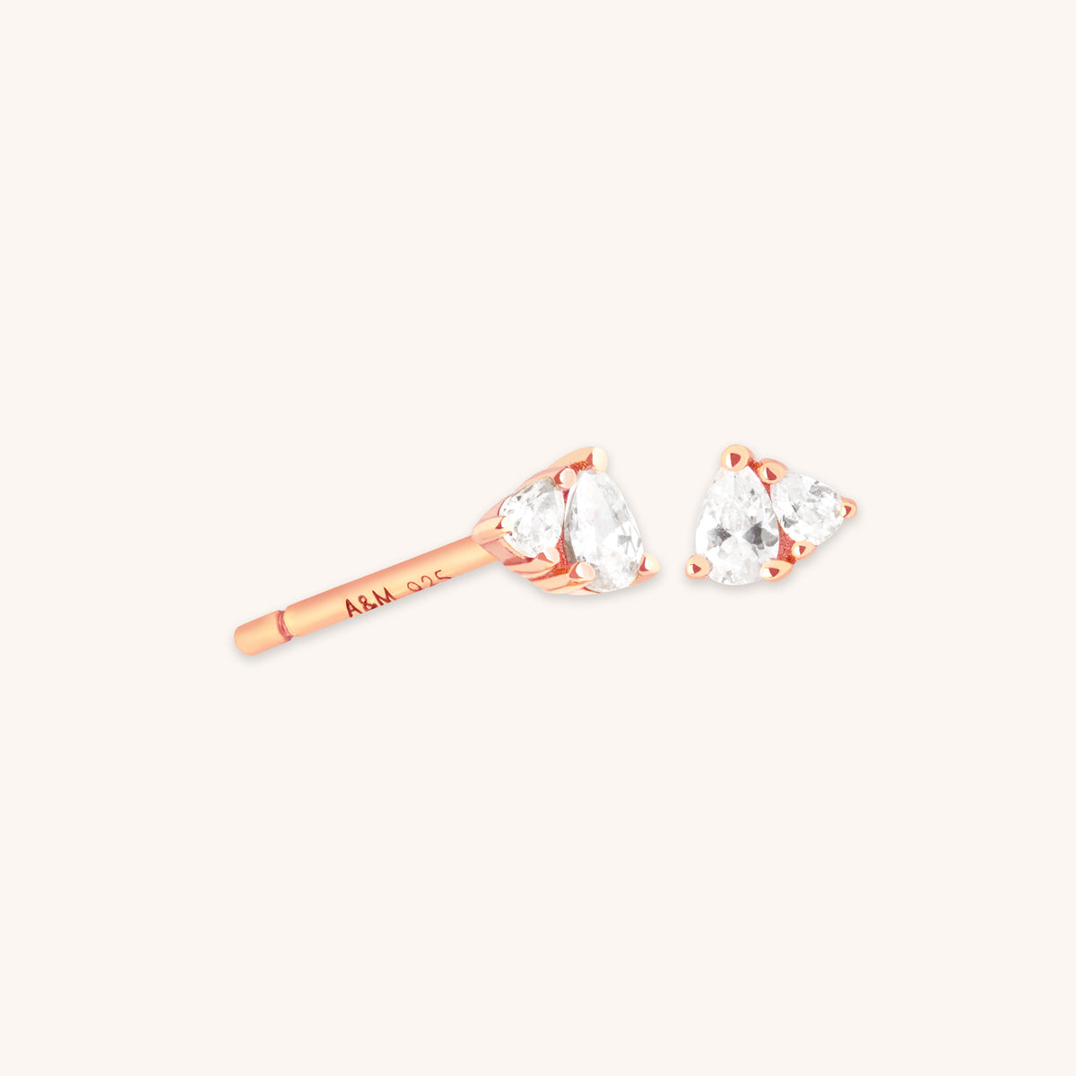 18k Rose Gold Plated Jewellery - Pear Cluster Stud Earrings in Rose Gold - Stud Earrings - Astrid & Miyu