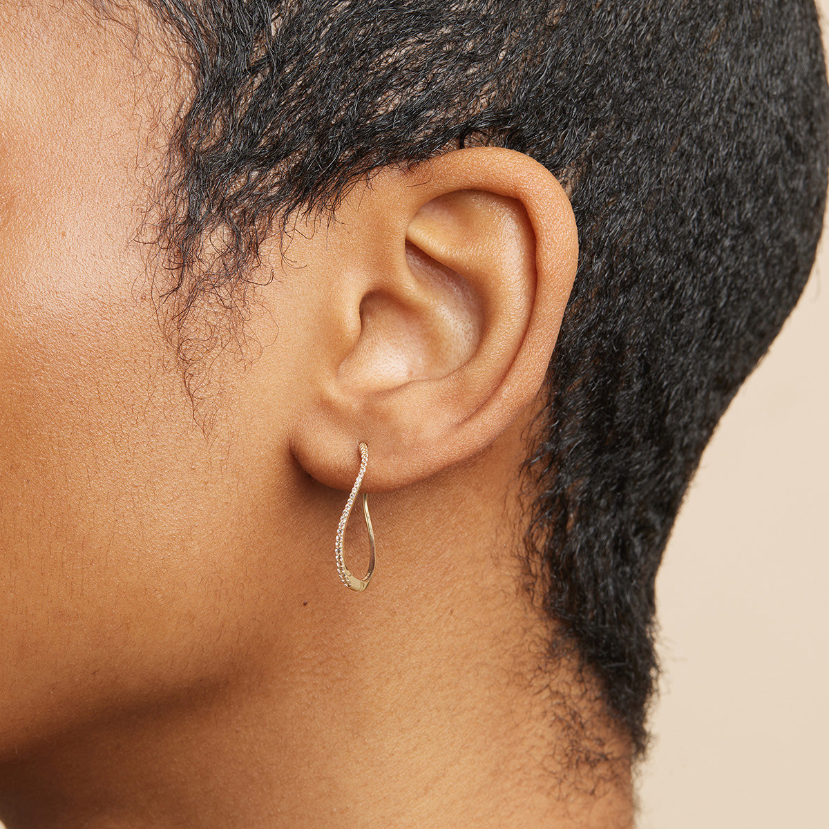 April White Topaz - Infinite Topaz Pavé Hoops in Solid Gold - Hoop Earrings - Astrid & Miyu